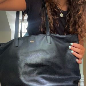 KNOMO LONDON LEATHER LAPTOP TOTE BAG